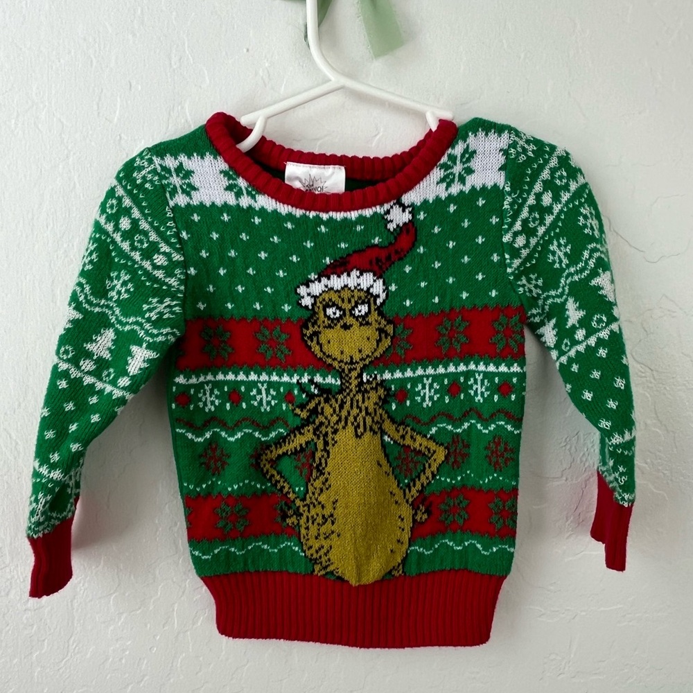 Adorable Grinch Christmas Sweater – Size 12 Months